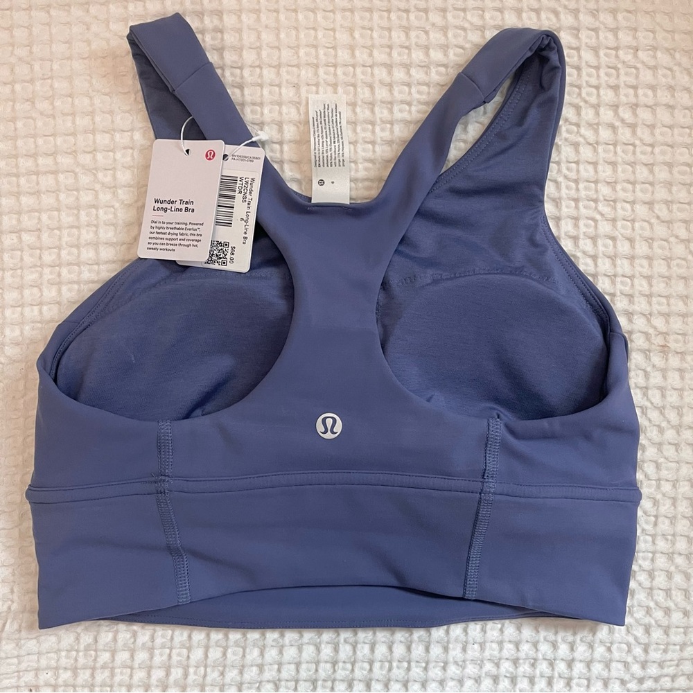 Wunder Train Long-Line  Bra Lululemon 6 NWT Blue Water Drop